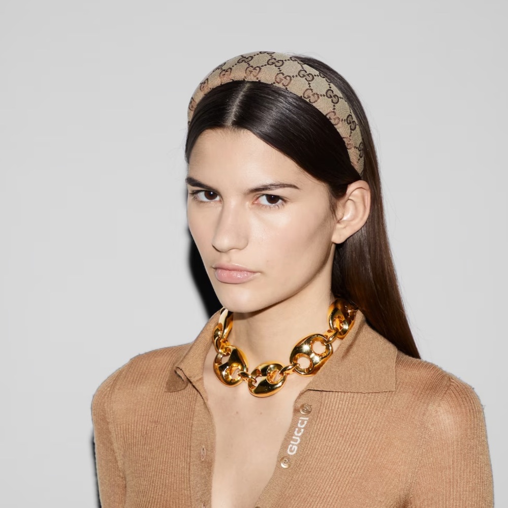 NEW Original Women GG Gucci logo canvas headband hairband with dust bag